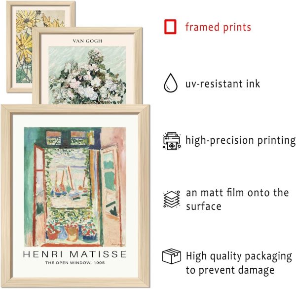 16 PCS Framed Sage Green Wall Art Decor, Matisse Wall Prints for Bedroom, Gallery Wall Frame Set, Abstract Posters for Living Room Aesthetic, Wall Collage Kit Pictures, Boho Dorm Home Decor - Image 3