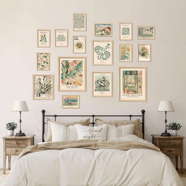 16 PCS Framed Sage Green Wall Art Decor, Matisse Wall Prints for Bedroom, Gallery Wall Frame Set, Abstract Posters for Living Room Aesthetic, Wall Collage Kit Pictures, Boho Dorm Home Decor - Image 7
