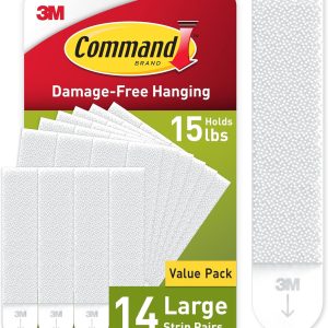 15 lb Large Picture Hanging Strips 14 Pairs (28 Command Strips), Damage Free Hanging Picture Hangers, No Tools Wall Hanging Strips for Home Decor, White Adhesive Strips
