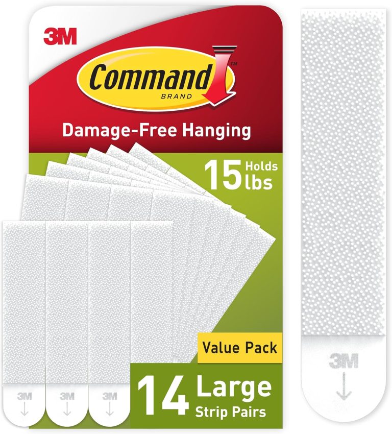 15 lb Large Picture Hanging Strips 14 Pairs (28 Command Strips), Damage Free Hanging Picture Hangers, No Tools Wall Hanging Strips for Home Decor, White Adhesive Strips