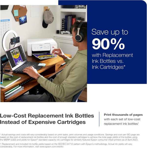 Epson EcoTank ET-2800 Wireless Color All-in-One Cartridge-Free Supertank Printer with Scan and Copy â€“ The Ideal Basic Home Printer - White, Medium - Image 2
