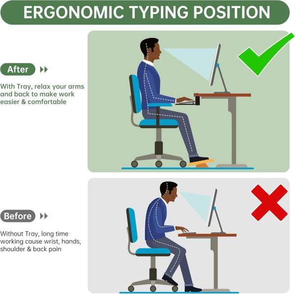 Extra Large Keyboard Tray Under Desk - Slide Out with Sturdy C-Clip Mount System, 31.5 (35.8 Including Clamps) X 11.81 Put-Out Keyboard Tray Computer Drawer for Ergonomic Typing, Black - Image 5
