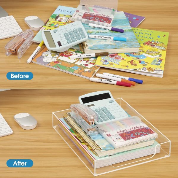 MaxGear Acrylic Letter Tray, Clear Desk Organizer for Papers, Documents, Magazines, Folders, Notebooks, and Stationery – Multi-Function File Tray and Desktop Organizer for Office, Home, and Workspace - Image 6