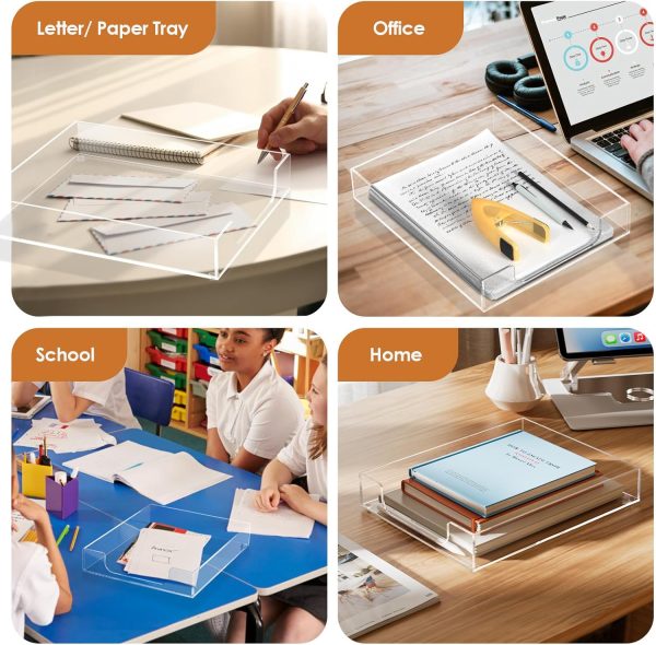 MaxGear Acrylic Letter Tray, Clear Desk Organizer for Papers, Documents, Magazines, Folders, Notebooks, and Stationery – Multi-Function File Tray and Desktop Organizer for Office, Home, and Workspace - Image 7