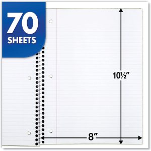 Mead Spiral Notebooks, 6 Pack, 1 Subject, College Ruled Paper, 7-1/2″ x 10-1/2″, 70 Sheets per Notebook, Color Will Vary (73065)