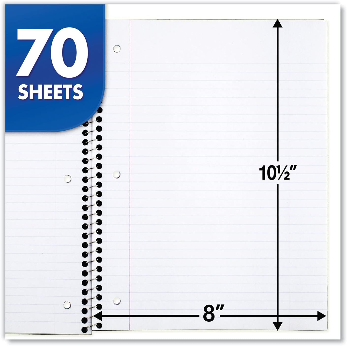 Mead Spiral Notebooks, 6 Pack, 1 Subject, College Ruled Paper, 7-1/2″ x 10-1/2″, 70 Sheets per Notebook, Color Will Vary (73065)