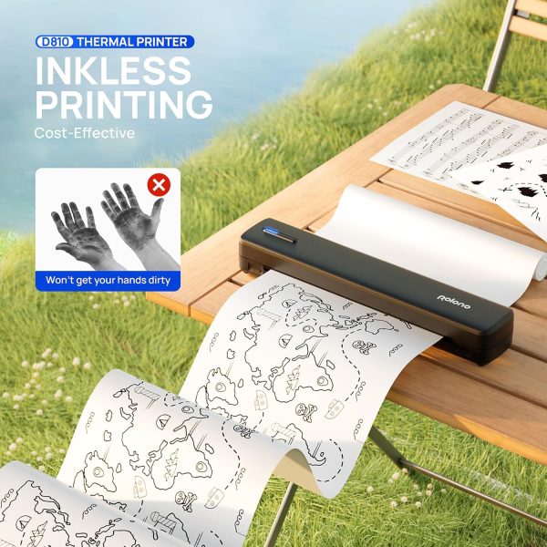 POLONO Portable Printer Wireless for Travel, D810 Bluetooth Thermal Printer Support for 8.5"x11" US Letter, Inkless Compatible with iOS, Android, Laptop for Office, Car and Home, Black - Image 6