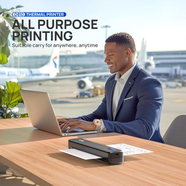 POLONO Portable Printer Wireless for Travel, D810 Bluetooth Thermal Printer Support for 8.5"x11" US Letter, Inkless Compatible with iOS, Android, Laptop for Office, Car and Home, Black - Image 8