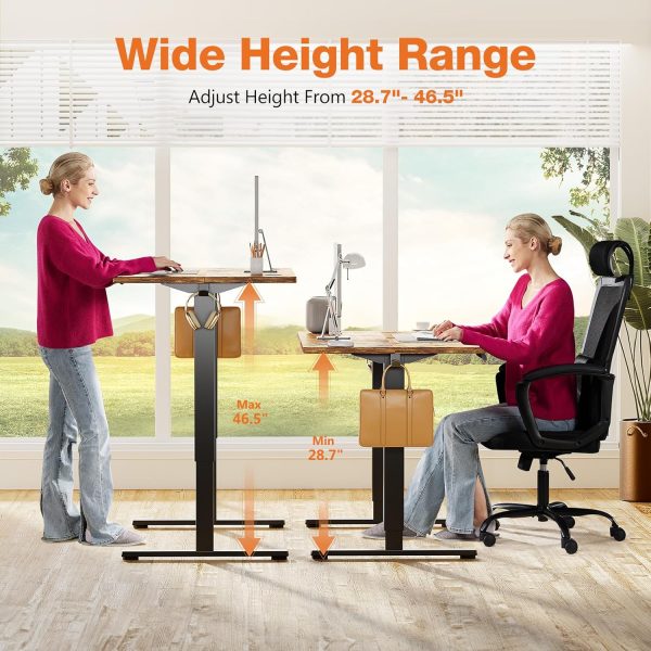 Sweetcrispy Standing Desk Adjustable Height, 63inch Electric Sit Stand up Desk for Home Office, Modern Rising Work Table for Computer Laptop, Lift Gaming Desk Sturdy Ergonomic Workstation, Rust Brown - Image 3