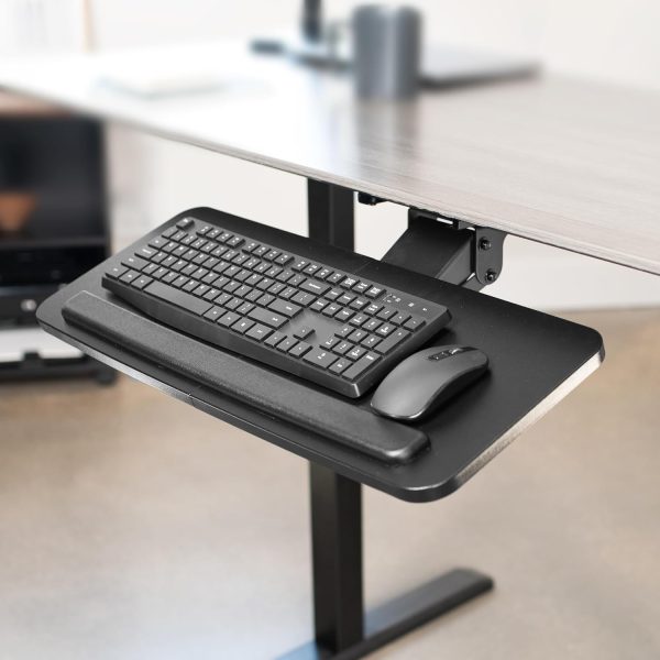 VIVO Adjustable Computer Keyboard & Mouse Platform Tray Ergonomic Under Table Desk Mount Drawer Underdesk Shelf (MOUNT-KB03B) - Image 2