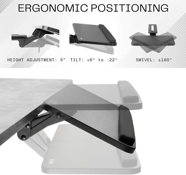 VIVO Adjustable Computer Keyboard & Mouse Platform Tray Ergonomic Under Table Desk Mount Drawer Underdesk Shelf (MOUNT-KB03B) - Image 3