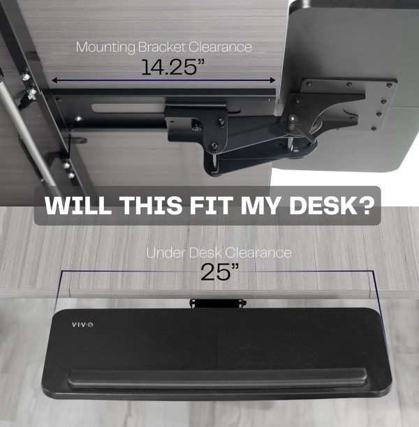 VIVO Adjustable Computer Keyboard & Mouse Platform Tray Ergonomic Under Table Desk Mount Drawer Underdesk Shelf (MOUNT-KB03B) - Image 4