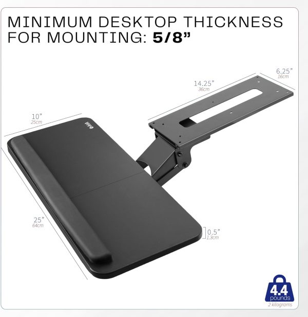 VIVO Adjustable Computer Keyboard & Mouse Platform Tray Ergonomic Under Table Desk Mount Drawer Underdesk Shelf (MOUNT-KB03B) - Image 5