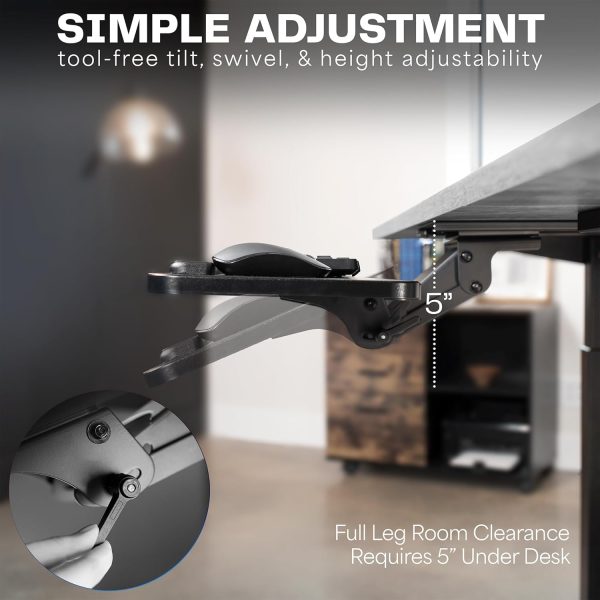 VIVO Adjustable Computer Keyboard & Mouse Platform Tray Ergonomic Under Table Desk Mount Drawer Underdesk Shelf (MOUNT-KB03B) - Image 6