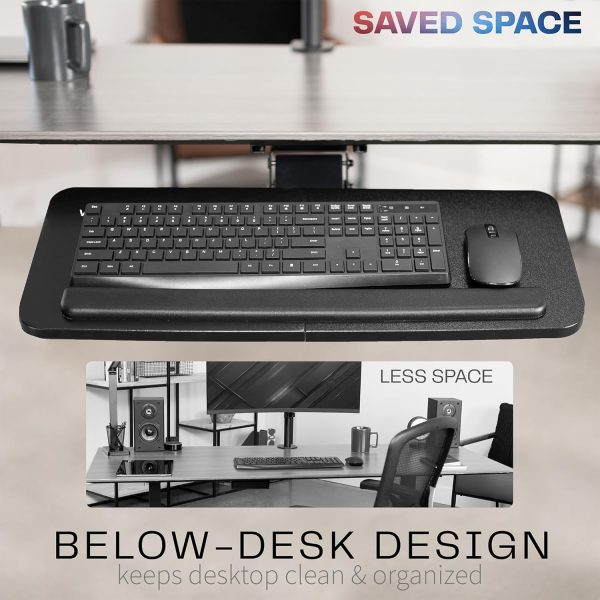 VIVO Adjustable Computer Keyboard & Mouse Platform Tray Ergonomic Under Table Desk Mount Drawer Underdesk Shelf (MOUNT-KB03B) - Image 8